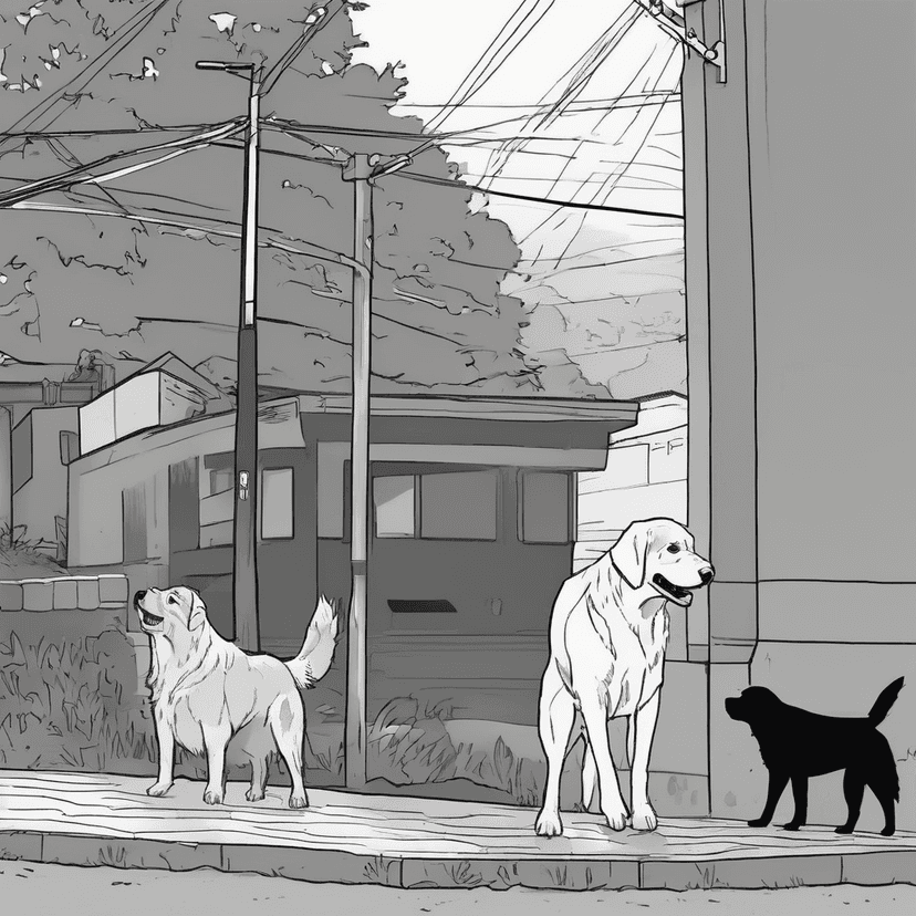 Dog waits while Everett rushes past.