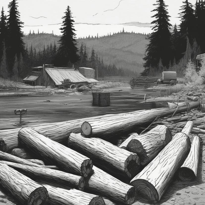 Beaver's stacking logs on detour cone.