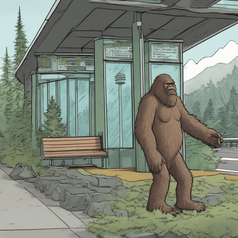 Waiting for the bus at the library.